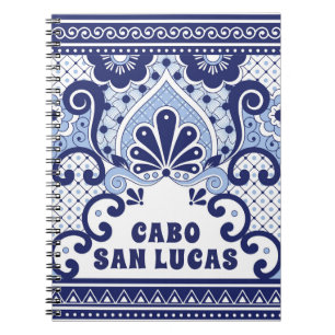 Cabo San Lucas Blue & White Mexican Talavera Tile Notebook