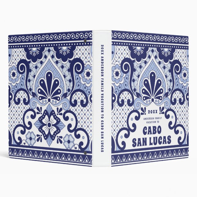 Cabo San Lucas Blue & White Mexican Tile  3 Ring Binder (Background)