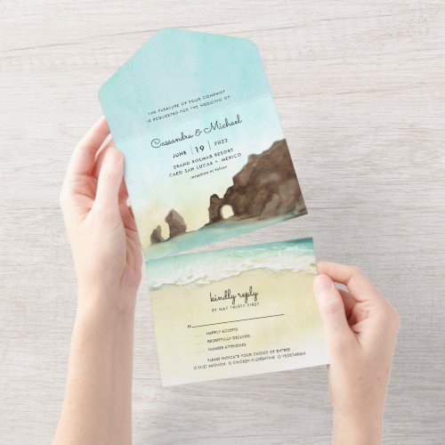 Cabo San Lucas  El Arco  Destination Wedding All In One Invitation