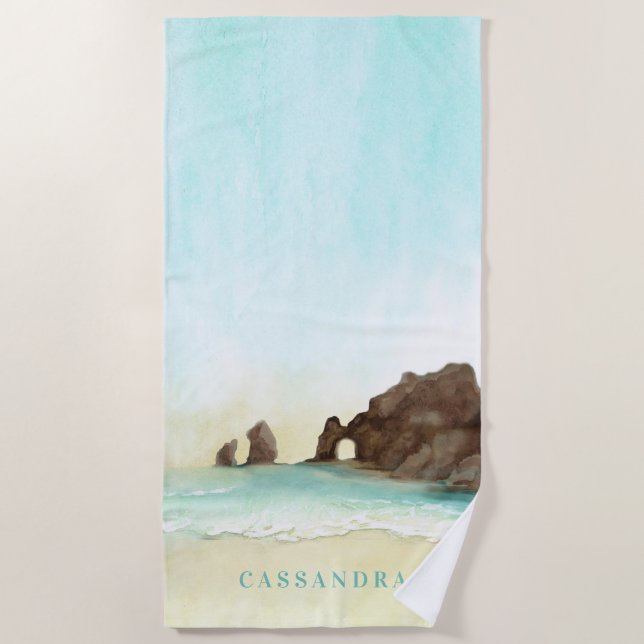 Cabo San Lucas | El Arco | Personalized Beach Towe Beach Towel (Front)