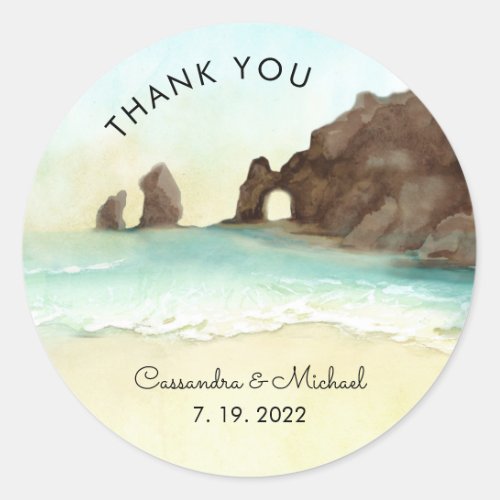 Cabo San Lucas  El Arco Thank You Card Classic Round Sticker