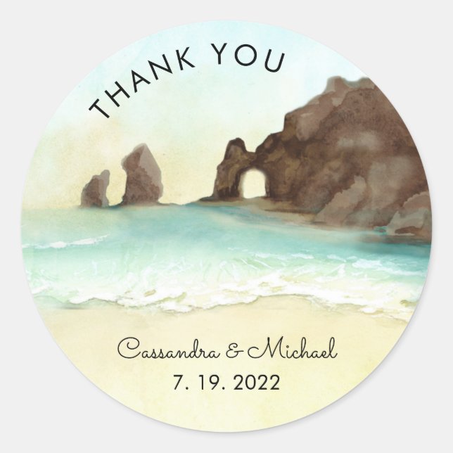 Cabo San Lucas | El Arco Thank You Card Classic Round Sticker (Front)