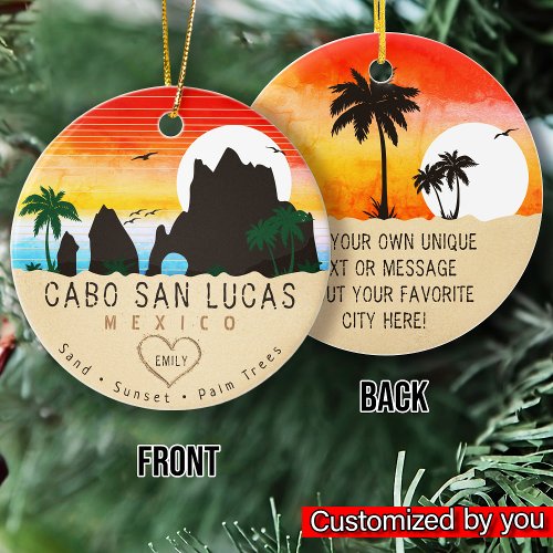 Cabo San Lucas Mexico Arch Vintage retro Sunset Ceramic Ornament