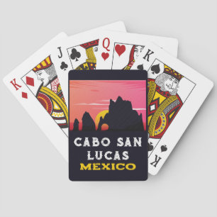 Cabo San Lucas Mexico Arch Vintage retro Sunset Poker Cards