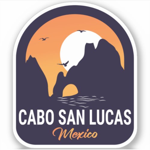 Cabo San Lucas Mexico Arch Vintage retro Sunset Sticker