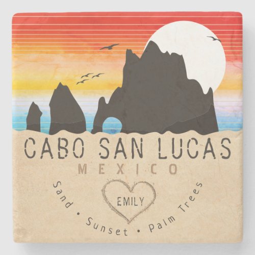 Cabo San Lucas Mexico Beach The Arch Vintage 60s Stone Coaster