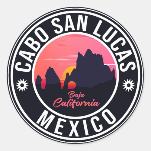 Cabo San Lucas Mexico Beach The Arch Vintage Classic Round Sticker