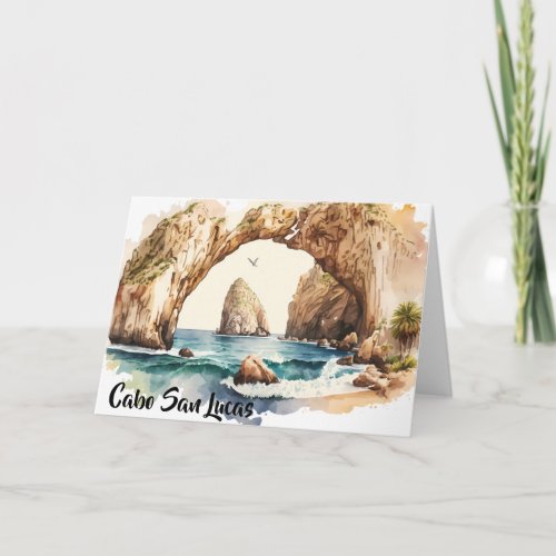 Cabo San Lucas Mexico Beach Watercolor Card