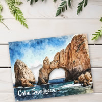 Cabo San Lucas Mexico Beach Watercolor  Postcard