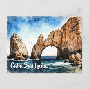 Cabo San Lucas Mexico Beach Watercolor  Postcard