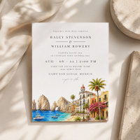 Cabo San Lucas Mexico Beach Watercolor Wedding