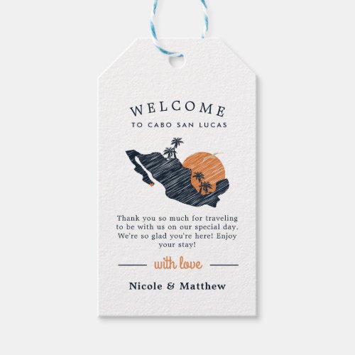 Cabo San Lucas Mexico Navy Map Wedding Welcome Gift Tags