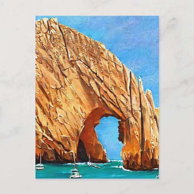Cabo San Lucas Mexico Retro Painting Postcard (Front)