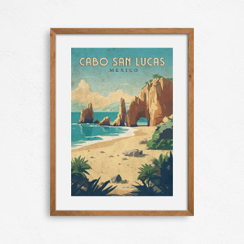 Cabo San Lucas Mexico Retro Travel Poster 13x19 by thepixelprojekt at Zazzle