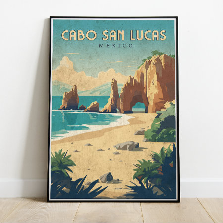 Cabo San Lucas Mexico Retro Travel Poster 18x24