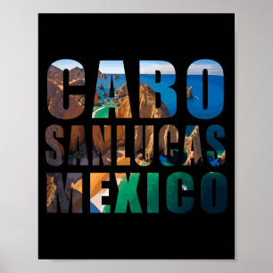 Cabo san lucas mexico summer beach palm vacation poster