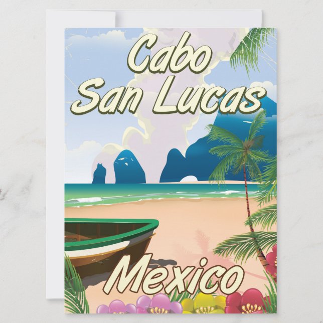 Cabo San Lucas Mexico travel poster Invitation (Back)
