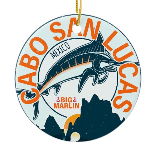 Cabo San Lucas Nautical Fishing Sailfish Vintage Ceramic Ornament