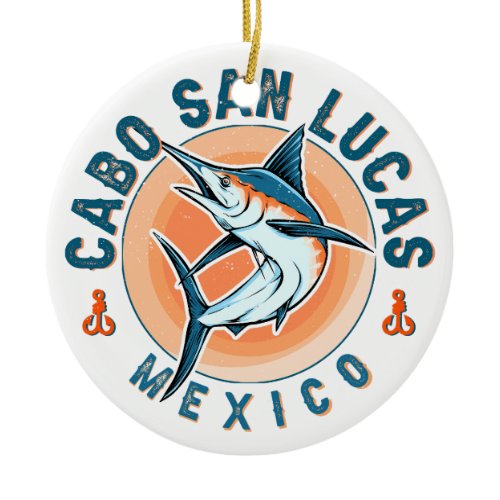 Cabo San Lucas Nautical Fishing Sailfish Vintage Ceramic Ornament