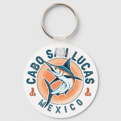 Cabo San Lucas Nautical Fishing Sailfish Vintage Keychain