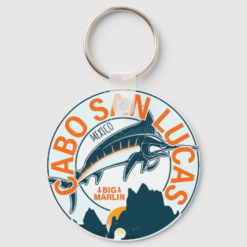 Cabo San Lucas Nautical Fishing Sailfish Vintage Keychain