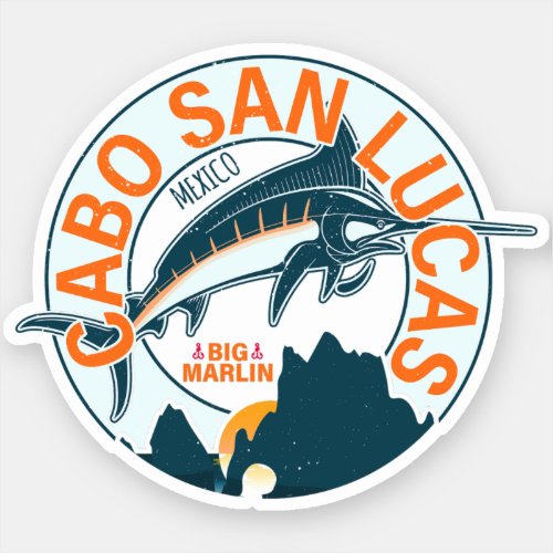 Cabo San Lucas Nautical Fishing Sailfish Vintage Sticker