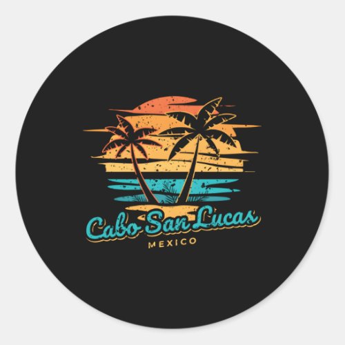 Cabo San Lucas Palm Tree Mexico Classic Round Sticker