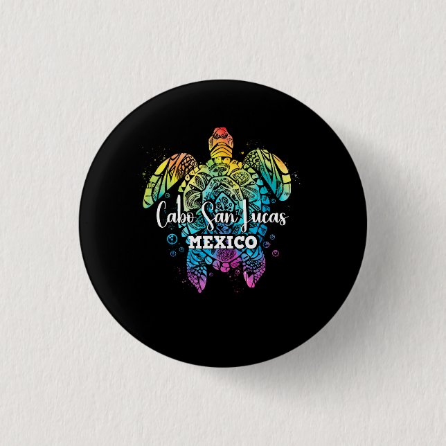 Cabo San Lucas Tie Dye Sea Turtle Matching Family  Button (Front)
