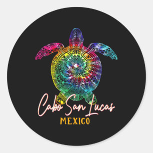 Cabo San Lucas Tie Dye Sea Turtle Matching Family  Classic Round Sticker