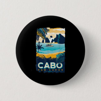 Cabo San Lucas Tropical Beach Mexico Travel Vintag Button