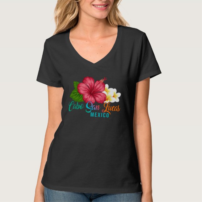 Cabo San Lucas Vacation Mexico Tropical Hibiscus F T-Shirt (Front)