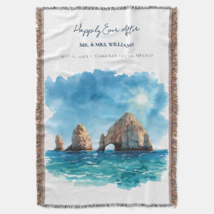 Cabo San Lucas Watercolor Happily Ever After Throw Blanket