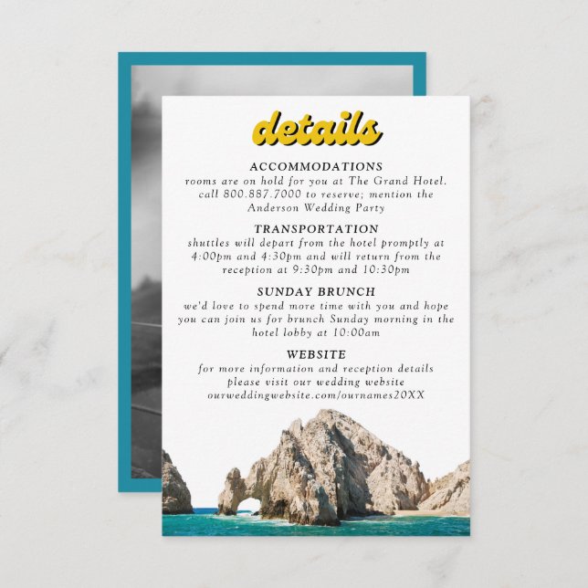 Cabo San Lucas Wedding Invitation Details (Front/Back)