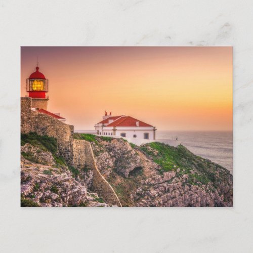 Cabo Sao Vicente At The Sunset  Algarve Portugal Postcard