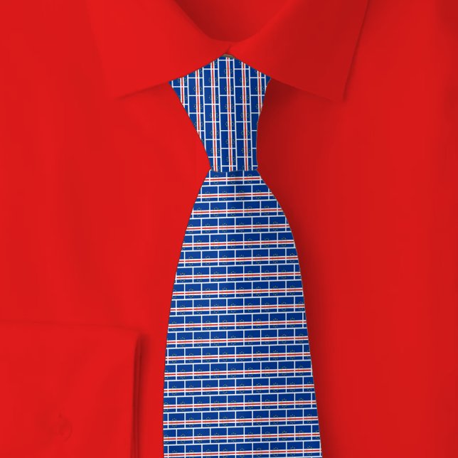 Cabo Verde Flag Brick Pattern Neck Tie (Creator Uploaded)