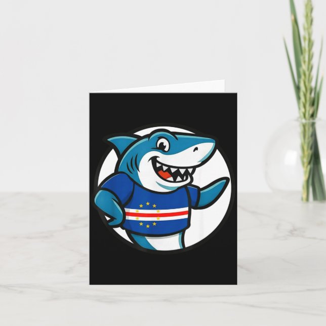 Cabo Verde Flag Shark Funny Cabo Verdean  Card (Front)
