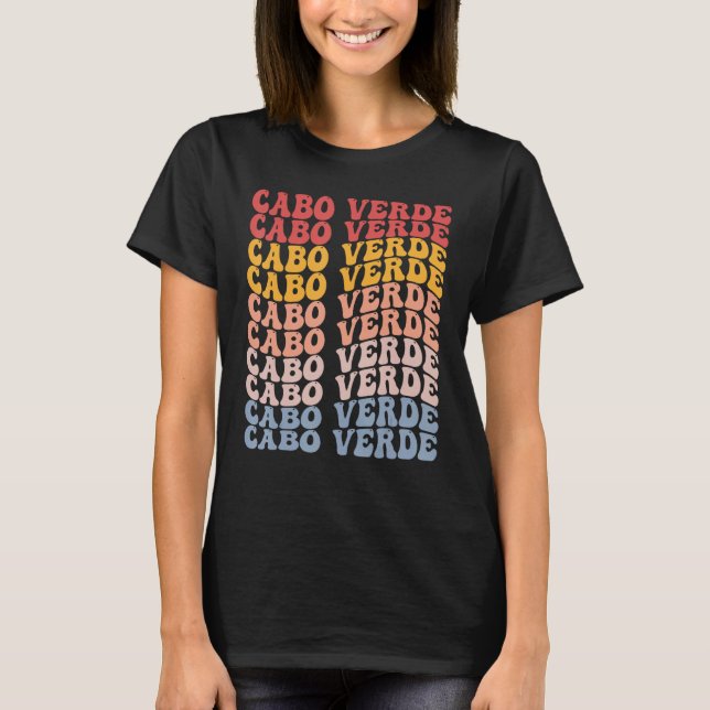 Cabo Verde Groovy Retro Cape Verdean T-Shirt (Front)