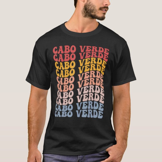 Cabo Verde Groovy Retro Cape Verdean T-Shirt (Front)