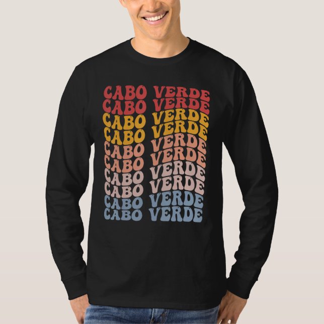 Cabo Verde Groovy Retro Cape Verdean T-Shirt (Front)