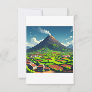 Cabo Verde Poster – Volcano and Tropical Landscape