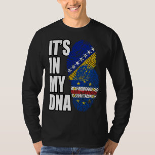 Cabo Verdean And Bosnian Mix DNA Flag Heritage T-Shirt