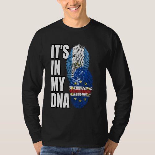 Cabo Verdean And Guatemalan Mix Dna Flag Heritage T_Shirt