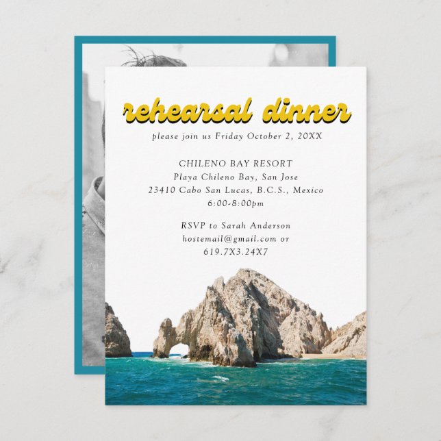Cabo Wedding Elegant Rehearsal Dinner Invitation (Front/Back)