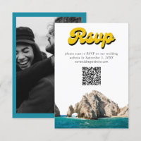 Cabo Wedding Invite Retro RSVP QR Code Enclosure