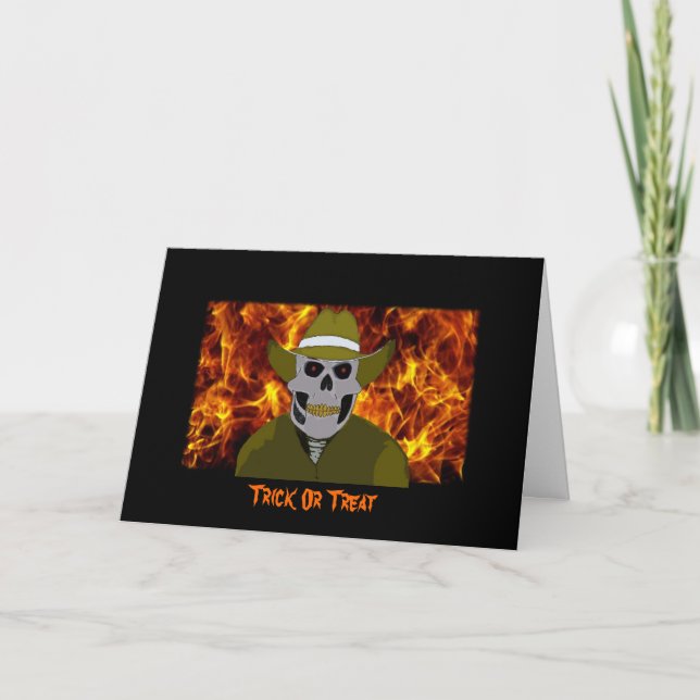 Cabots Skull Cowboy Greeting Card (Front)