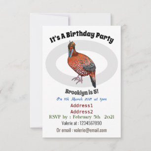 Cabot's tragopan bird cartoon illustration  invitation