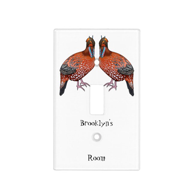 Cabot's tragopan bird cartoon illustration  light switch cover (Front)