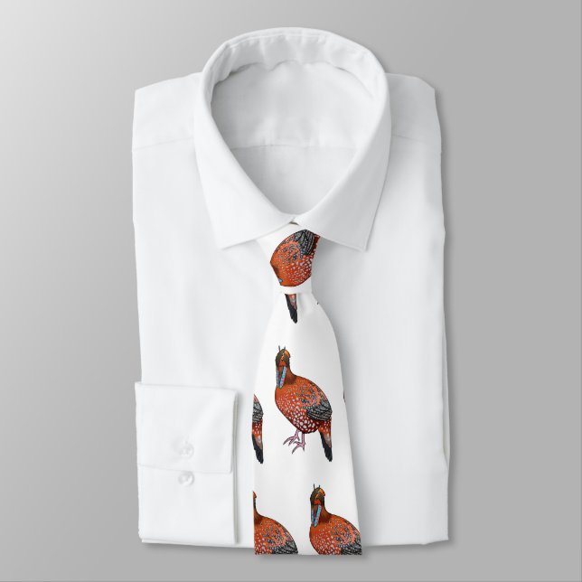 Cabot's tragopan bird cartoon illustration  neck tie (Tied)