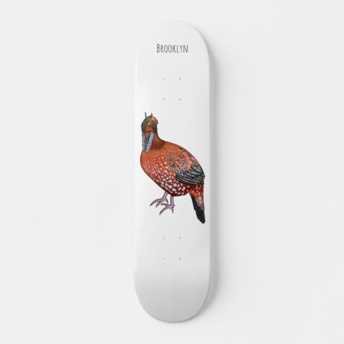 Cabots tragopan bird cartoon illustration skateboard