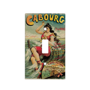 Cabourg, France Beach Resort, Vintage Travel Art Light Switch Cover